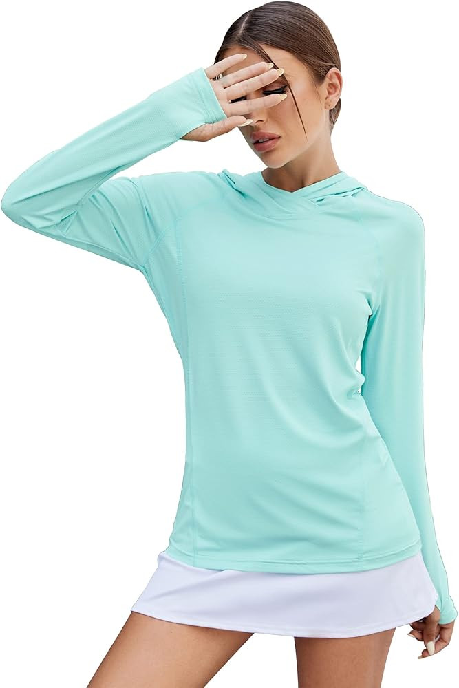LUYAA Women's UPF 50+ Sun Protection Hoodie Breathable Stretch Hiking Shirts Long Sleeve for Runn... | Amazon (US)