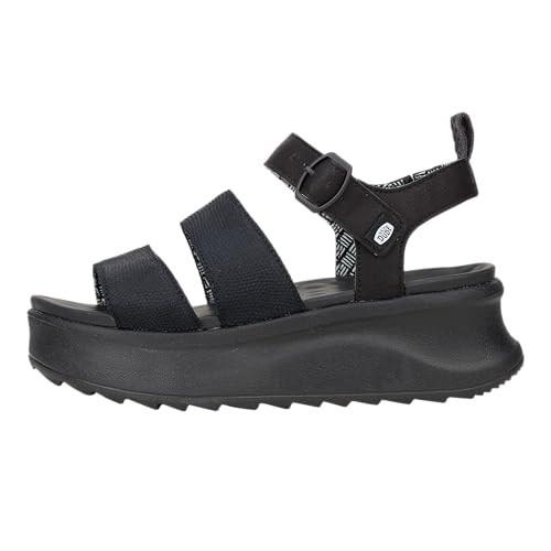 HEYDUDE Womens Delray Buckle Classic Sandal, Black Size 9 | Lightweight Platform Sandal with EVA Footbed and Adjustable Buckle | Amazon (US)