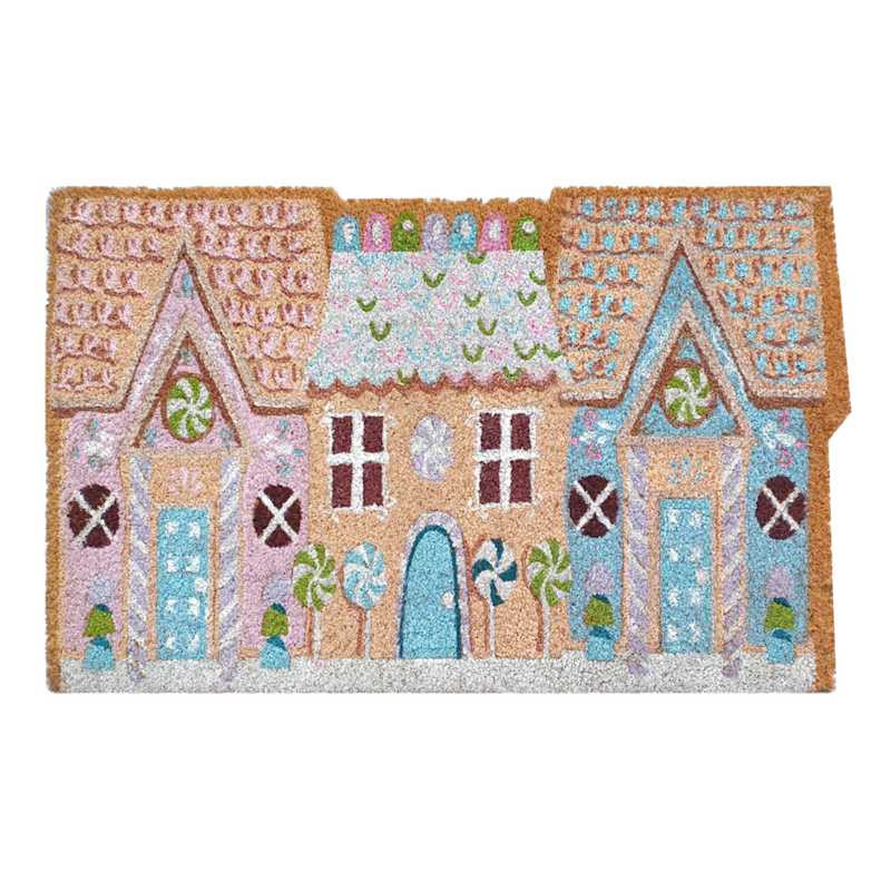Mrs. Claus' Bakery Gingerbread House Shaped Coir Mat, 18x30 | At Home