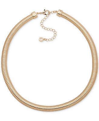 Anne Klein Gold-Tone Omega Chain Collar Necklace, 17 | Macy's