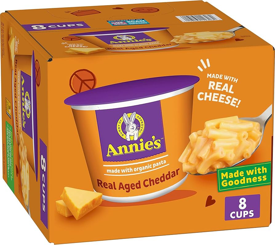 Annie's Real Aged Cheddar Microwave Mac & Cheese with Organic Pasta, 8 Ct, 2.01 OZ Cups | Amazon (US)