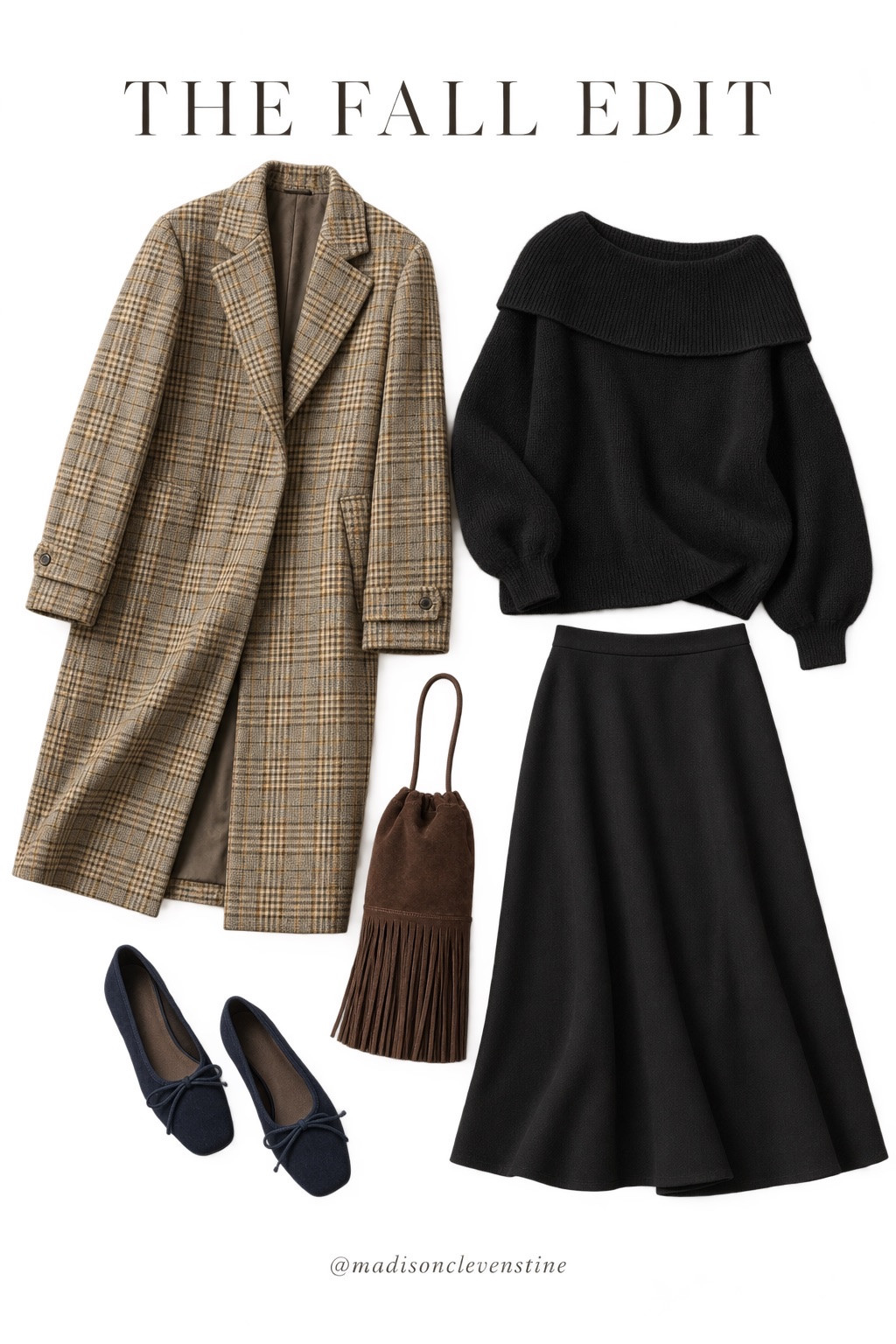 A plaid coat on repeat 🖤 essentials for fall include: a long plaid coat,  black knits, classic flats and a suede fringe bag. Chic, cozy, endlessly wearable. #LTKstyle #falloutfits

#LTKSeasonal