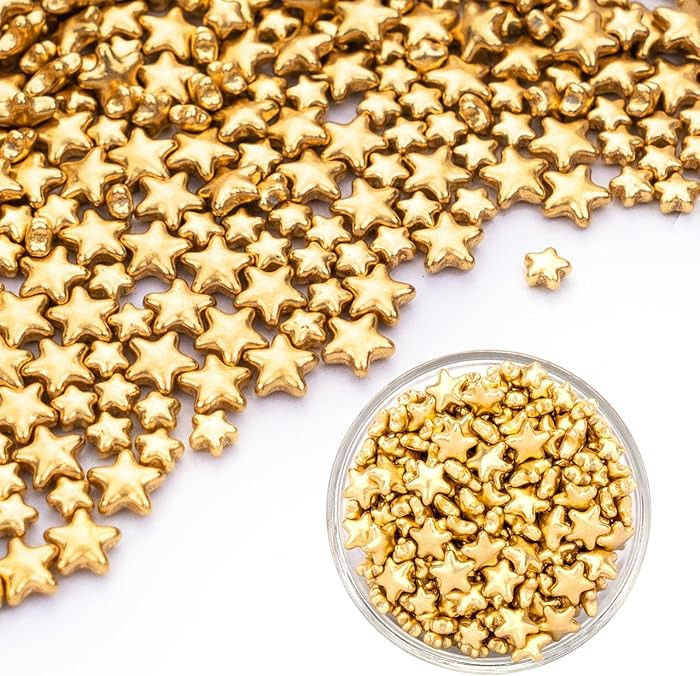Dazzjoy Edible Gold Sprinkles, Star Sugar Candy Sprinkles for Cupcake Decorating, Food Grade, 4.2... | Amazon (US)