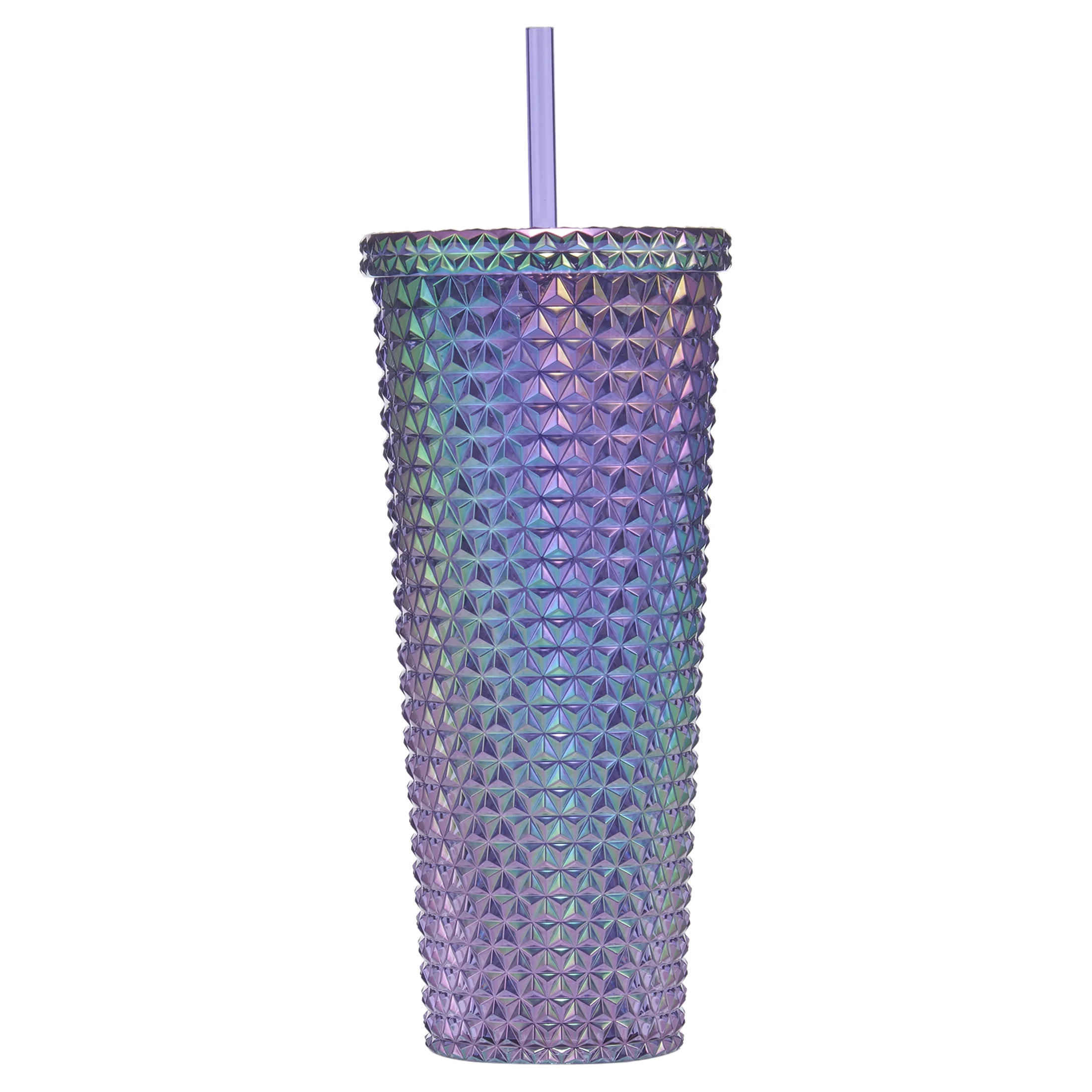 Way to Celebrate 26oz Double Wall AS Plastic Textured Tumbler, Iridescent Purple | Walmart (US)