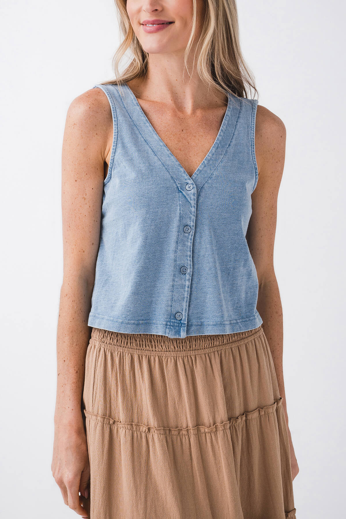 Z Supply Solace Jersey Denim Top | Social Threads