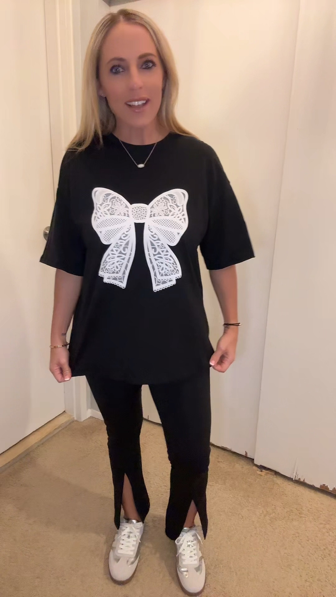 Casual outfit. Spring outfit. All black outfit. Amazon fashion. Tennis shoes. Graphic T-shirt. Oversized shirt 

#LTKMidsize #LTKFindsUnder50 #LTKWatchNow