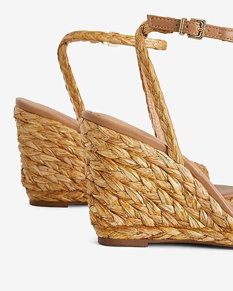 Woven Straw Wedge Sandals | Express