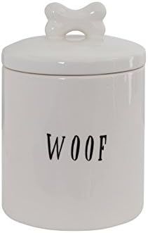 Creative Co-op Woof Ceramic Dog Treat Jar with Bone Handle in Lid, 6" Round x 8.5" Tall, White | Amazon (CA)