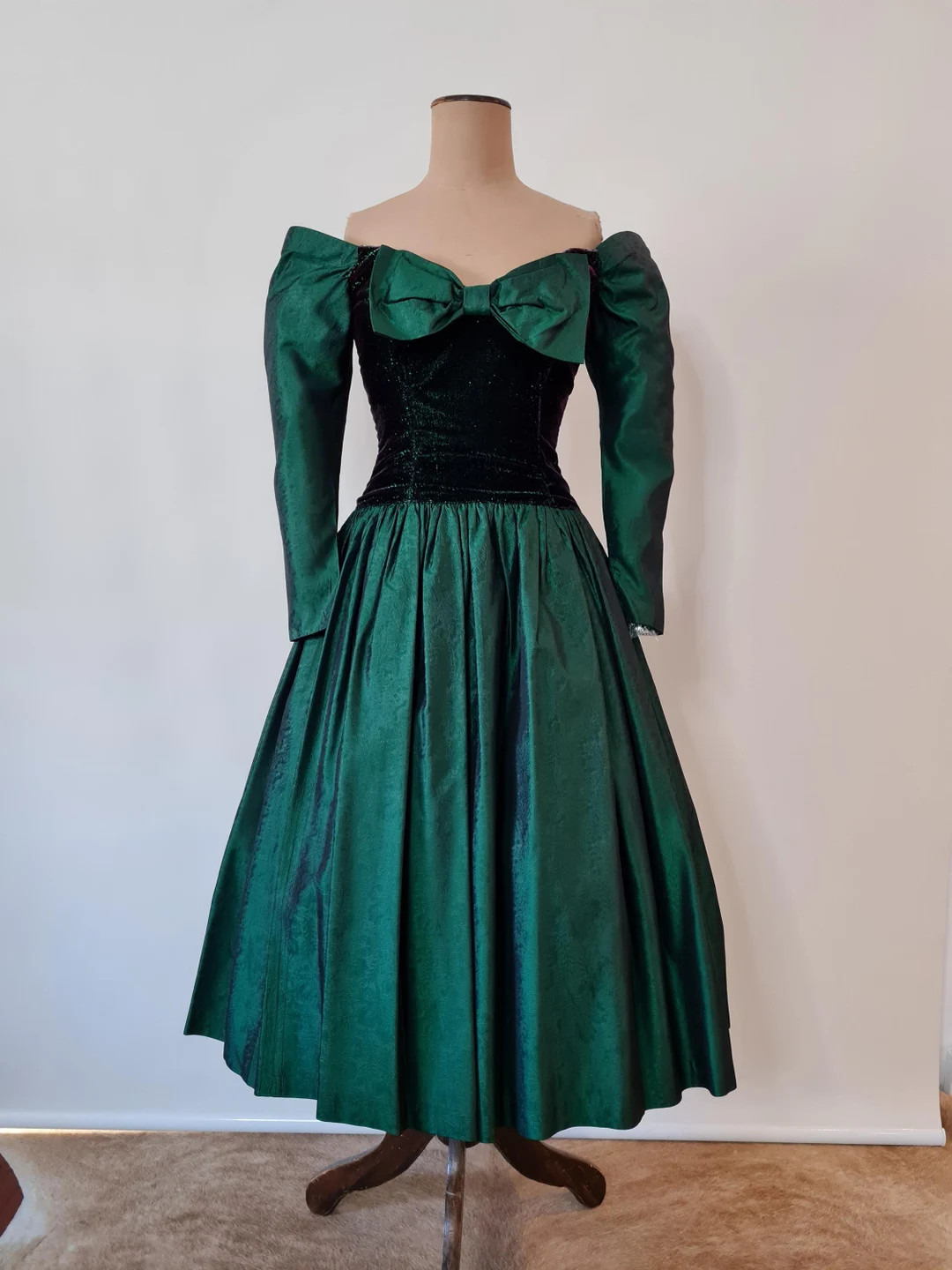 Emerald Green 80s Ball Gown: Ewaldo Bock Metallic Velvet Bodice, Size 10 - Etsy | Etsy (US)