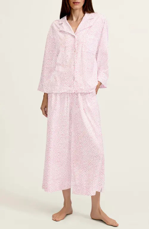 Petite Plume Olivia Wide Leg Pima Cotton Pajamas in Pink/Pink at Nordstrom, Size Medium | Nordstrom