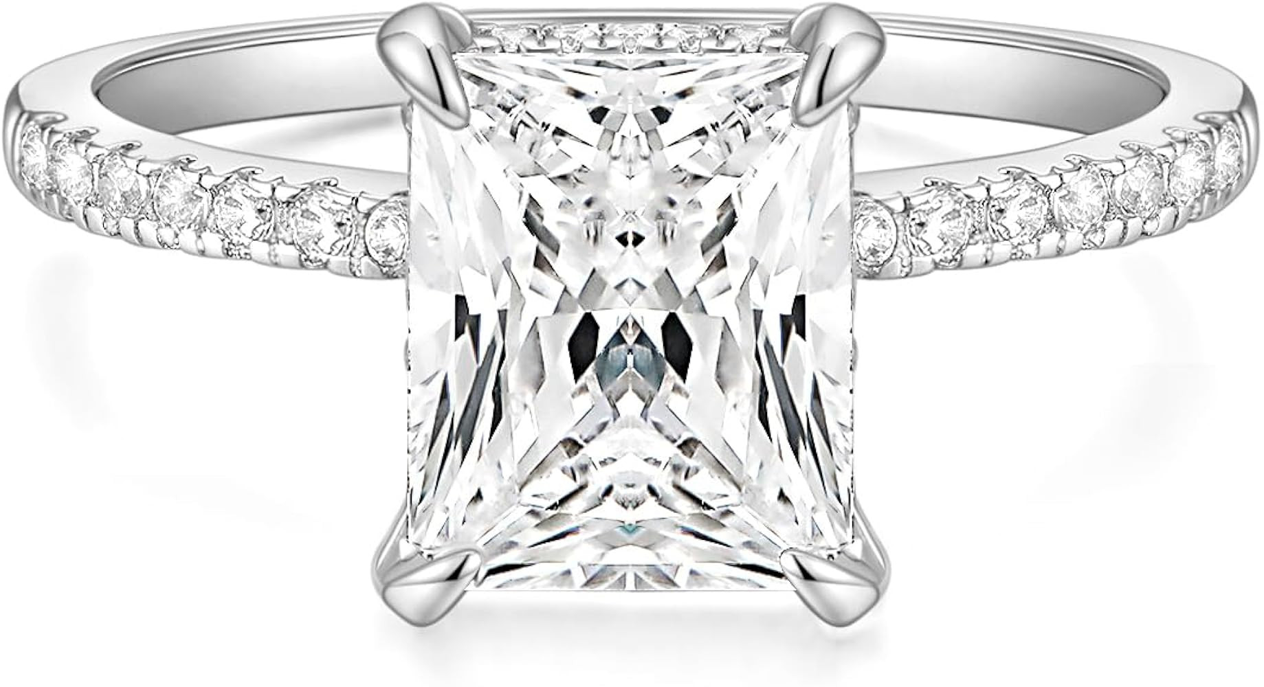 TIGRADE 4CT Engagement Ring for Women Radiant Cut Cubic Zirconia Wedding Band CZ Promise Annivers... | Amazon (US)