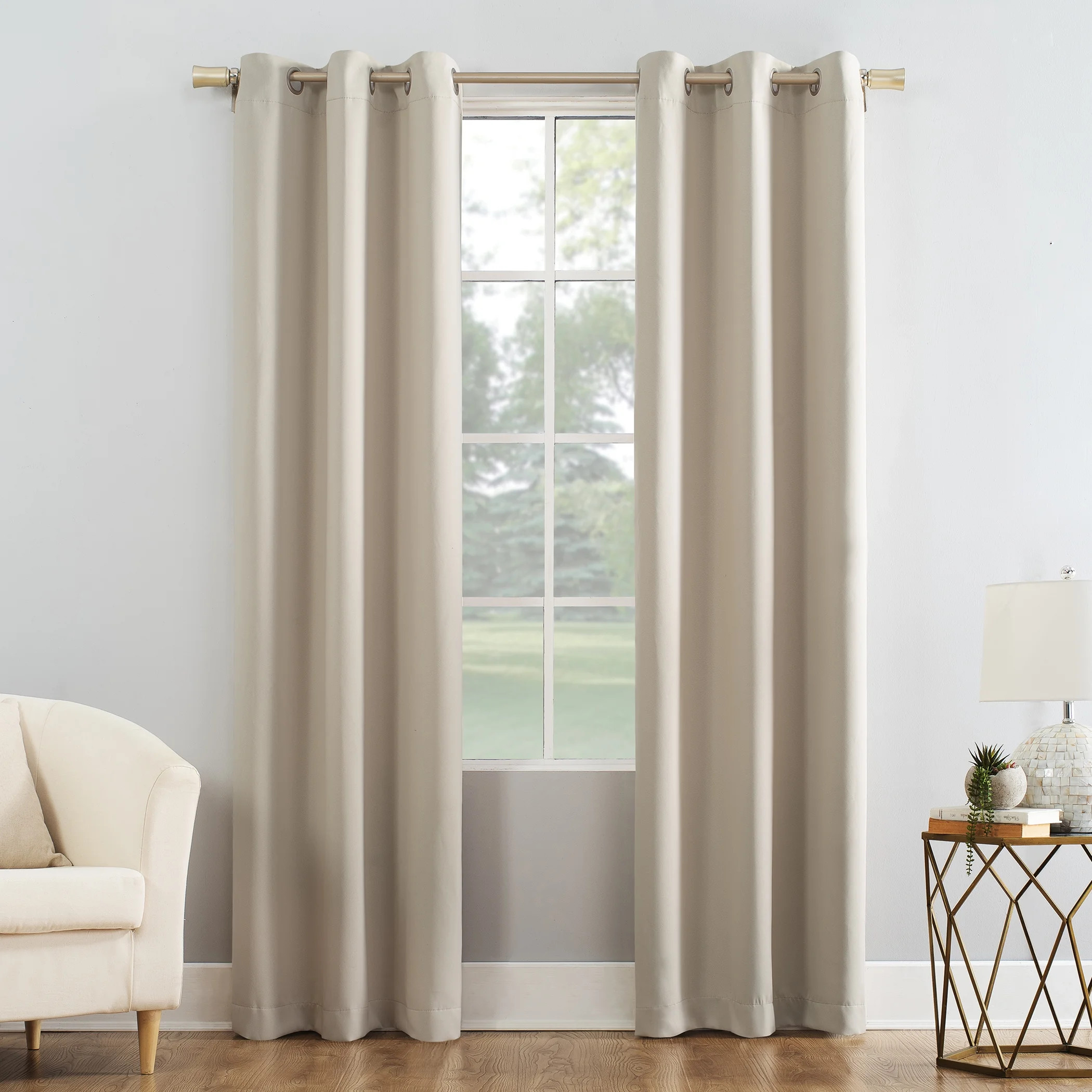 Mainstays Blackout Grommet Single Curtain Panel, Beige, 40"W x 84"L | Walmart (US)