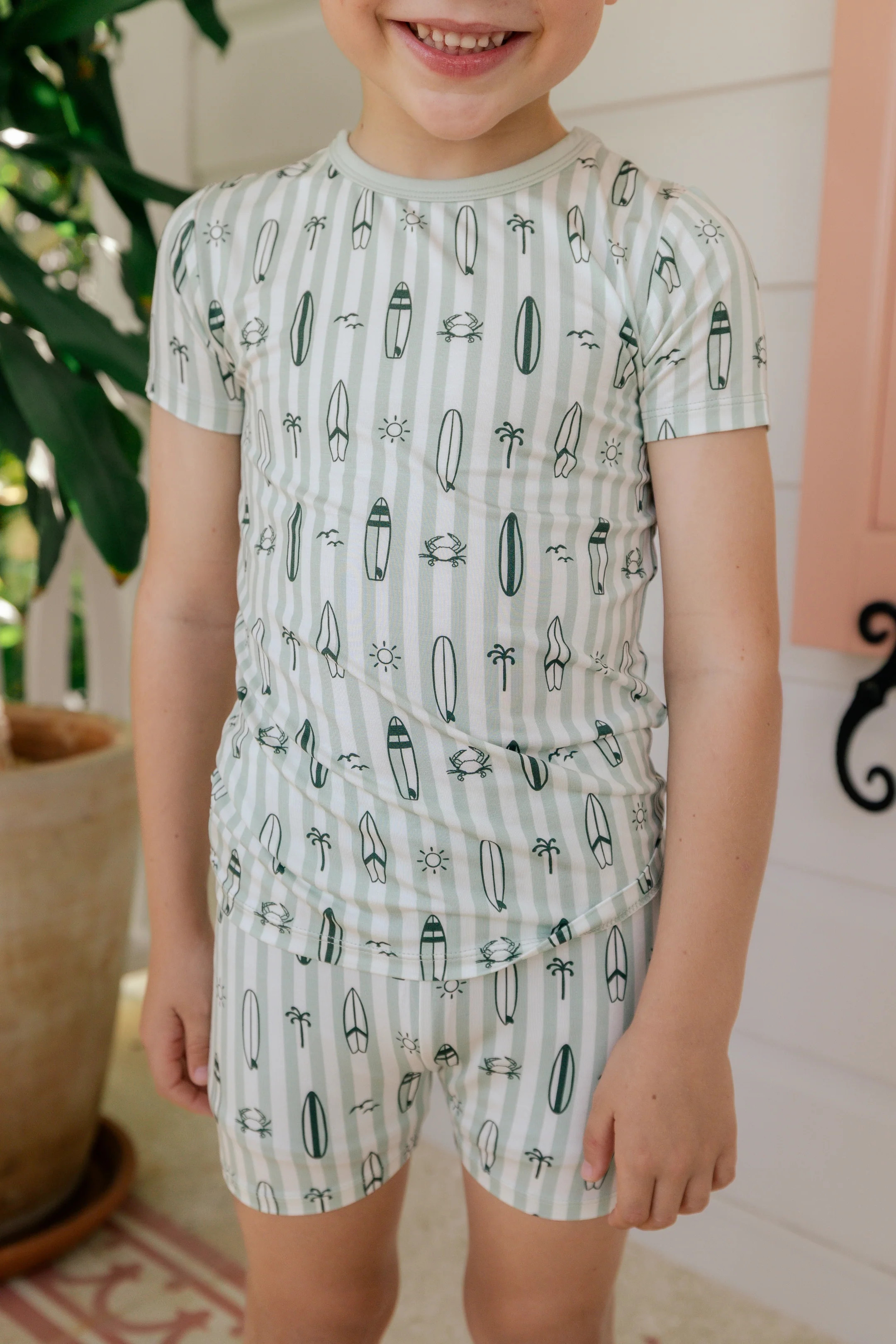 Green Surfs Up Two Piece Short Set | Cute Boys Pajamas | In My Jammers | In My Jammers