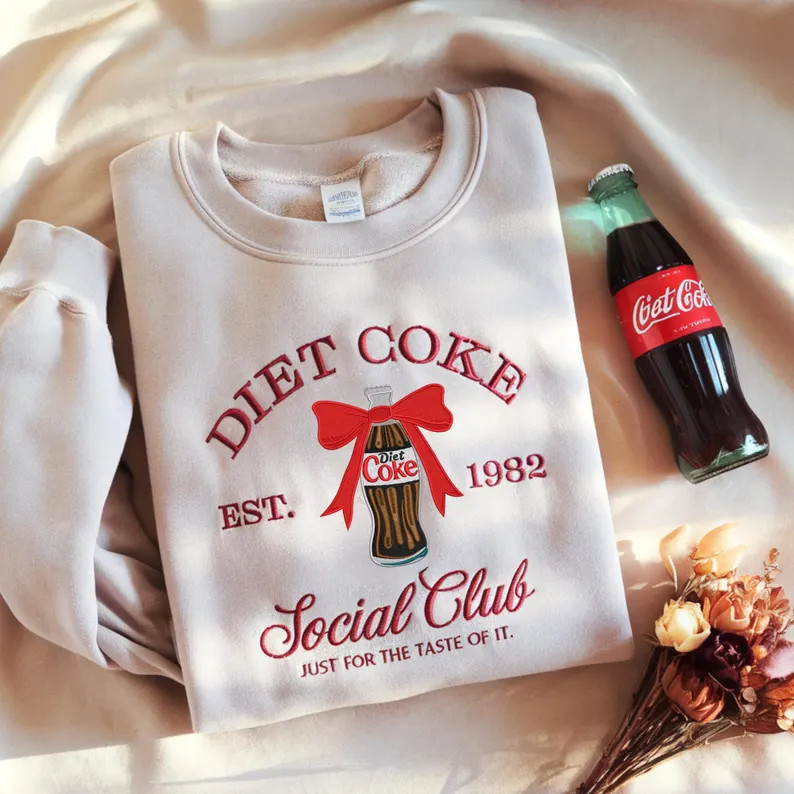 Diet Coke Social Club Embroidered Sweatshirt, Coke Fan Sweater | Etsy (US)