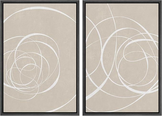 SIGNWIN Framed Canvas Print Wall Art Set White Tan Geometric Spiral Collage Abstract Shapes Illus... | Amazon (US)