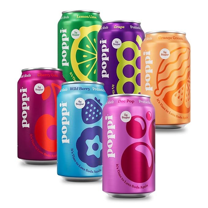 POPPI Sparkling Prebiotic Soda, Beverages w/Apple Cider Vinegar, Seltzer Water & Fruit Juice, NEW... | Amazon (US)