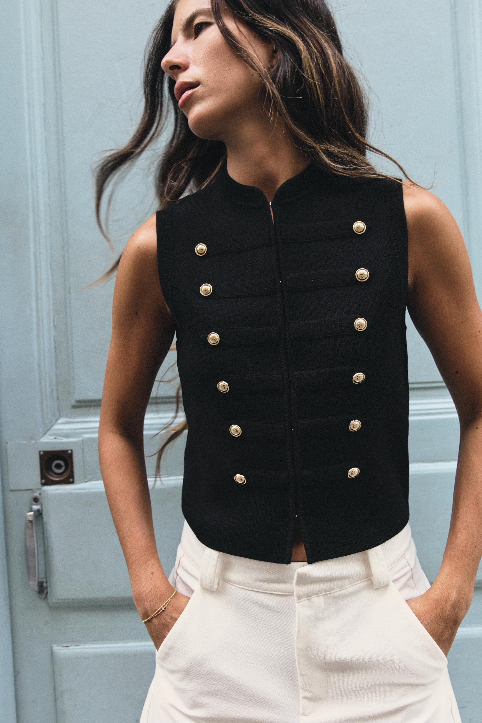 Zara - Button Vest Top - White - M - Woman | Zara US