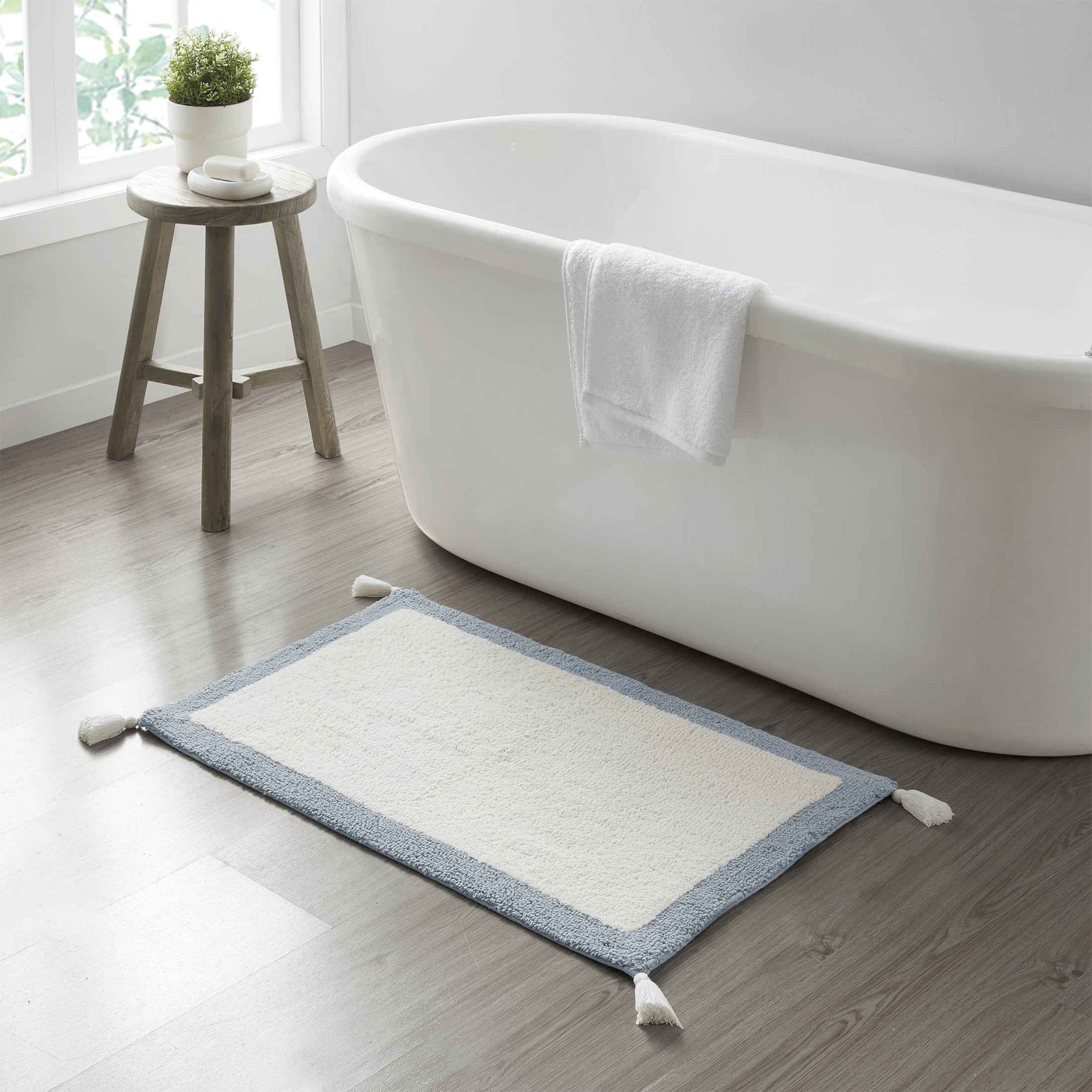 My Texas House Light Blue Border Cotton Bath Rug with Tassels, 20" x 30" | Walmart (US)