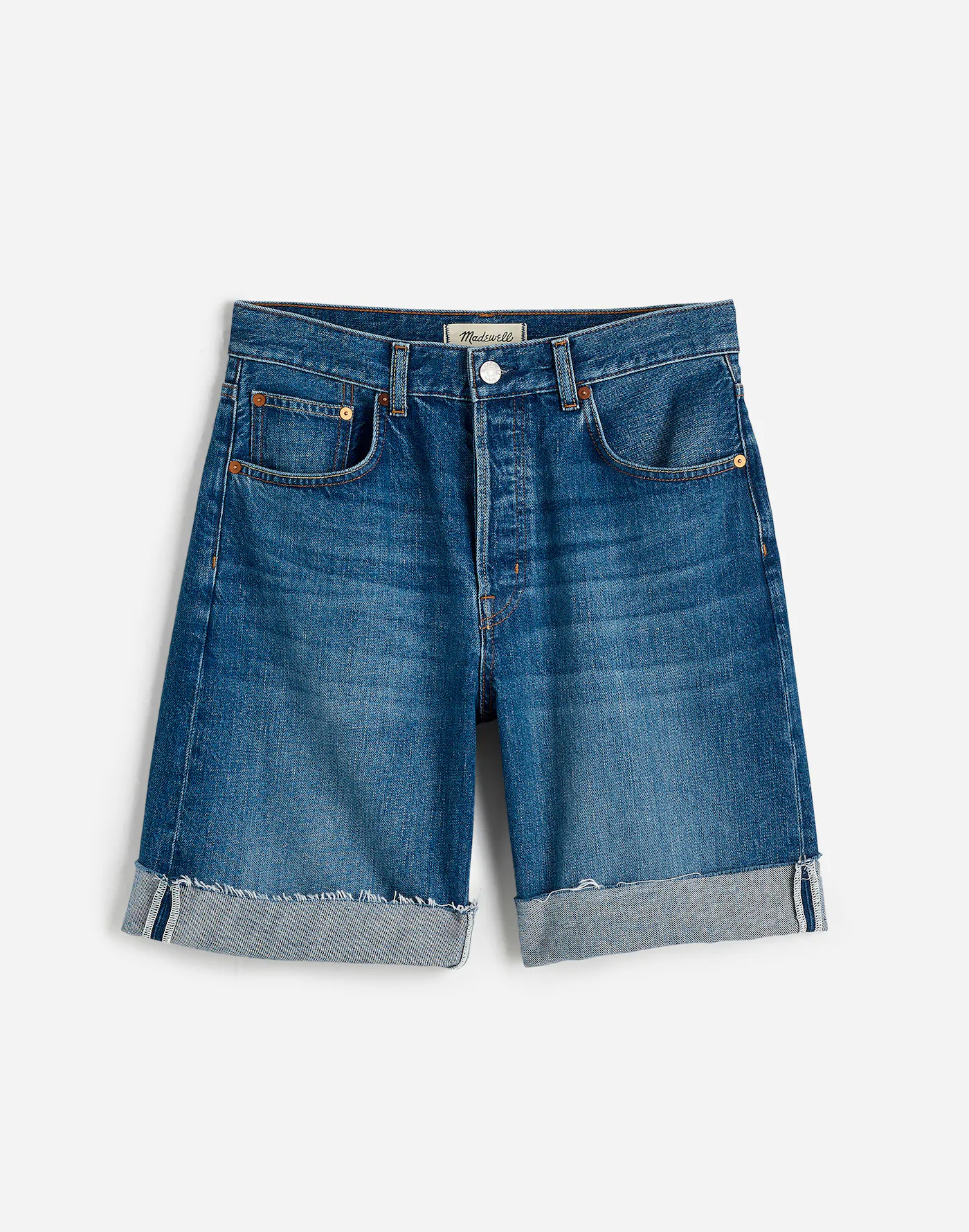 Long Baggy Cuffed Jean Shorts in Mifflin Wash | Madewell