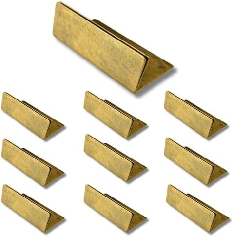 Place Card Holders Gold Brass 10Pcs Wide Size Vintage Finish Table Card Holder Antique Small Tabl... | Amazon (US)