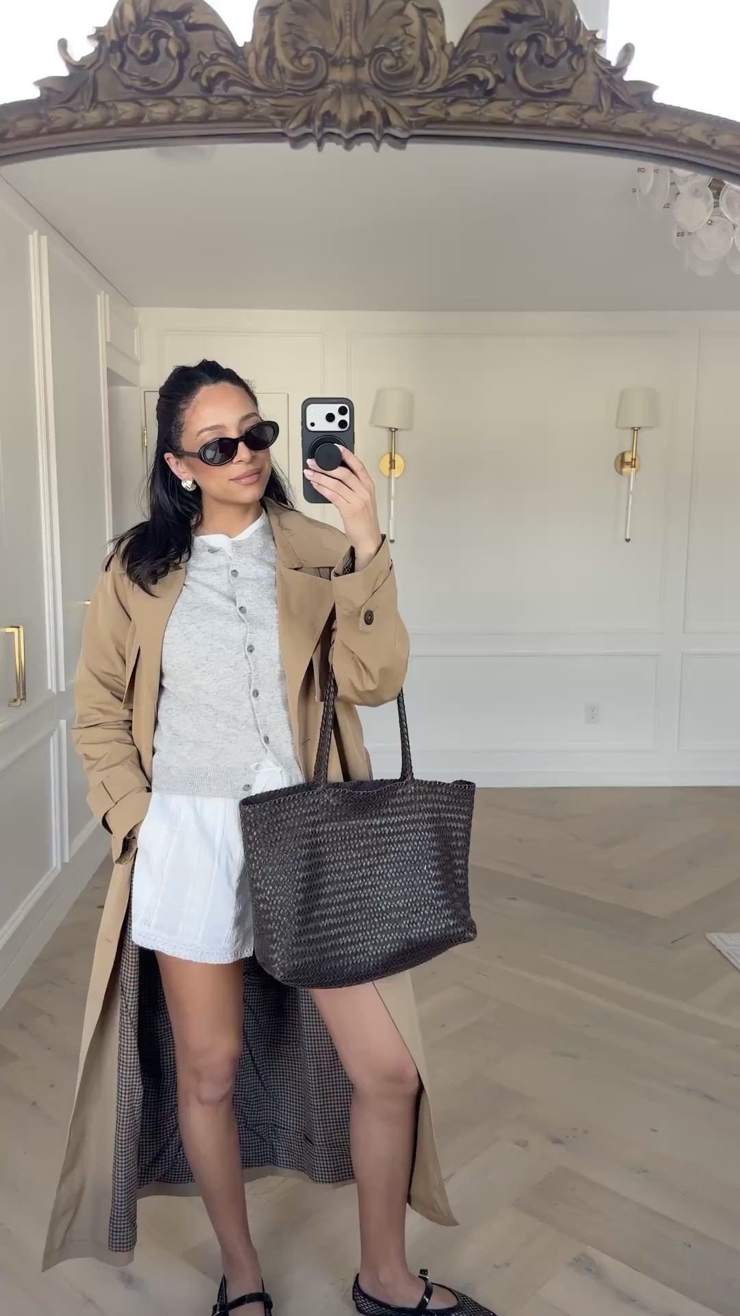 Spring outfit!! 20-40% OFF everything!! Wearing a Medium Tall trench coat, Small cardigan, Small t-shirt, Medium shorts (slightly big), shoes fit TTS 

spring outfit idea, spring transition outfit, casual chic outfit, spring jacket, coffee date outfit, mom outfit, casual outfit, school drop off, errands outfit 

#LTKmomlife #LTKSeasonal #LTKSaleAlert