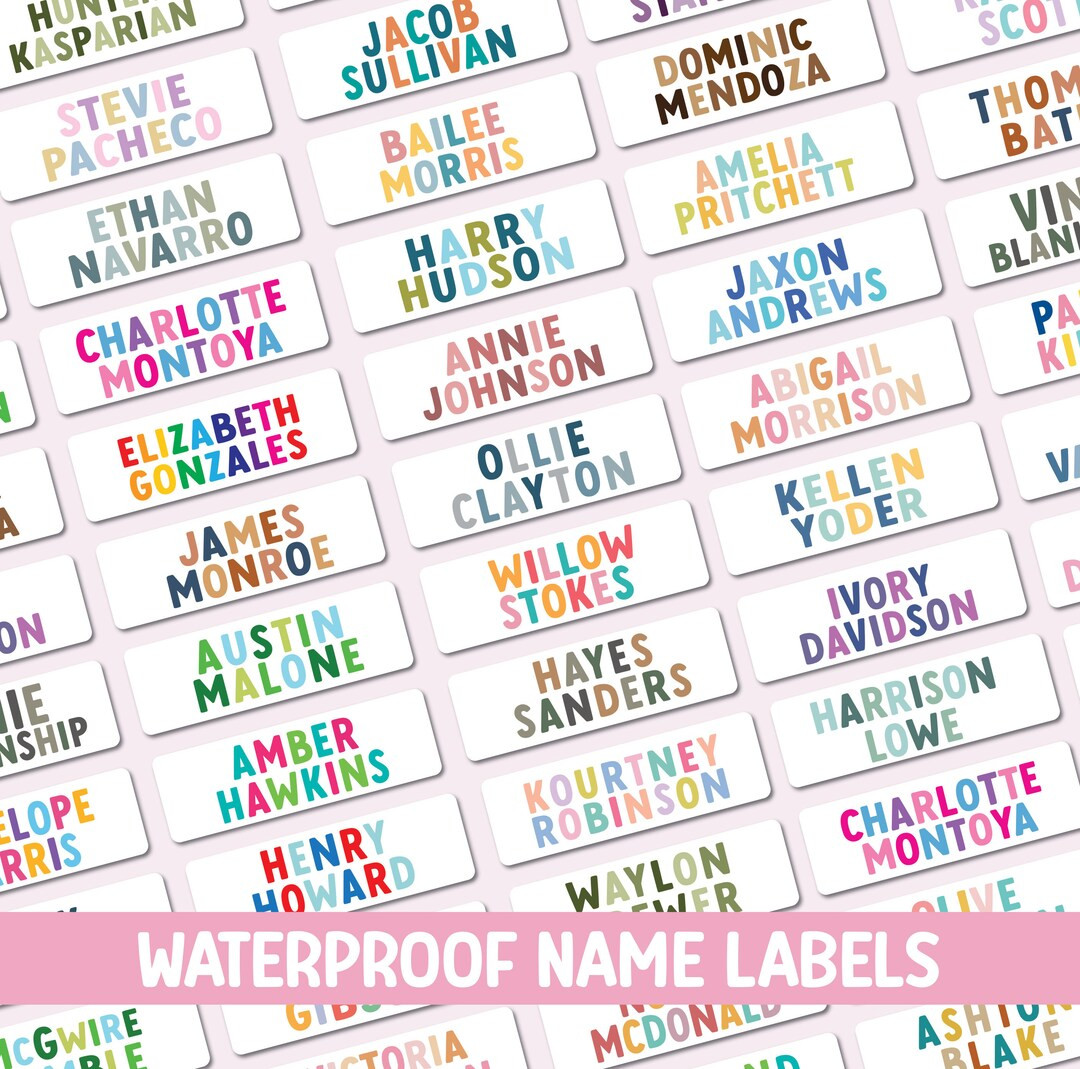 Custom Colorful Name Labels, Personalized Name Labels, Back To School Labels, Vinyl Waterproof St... | Etsy (US)
