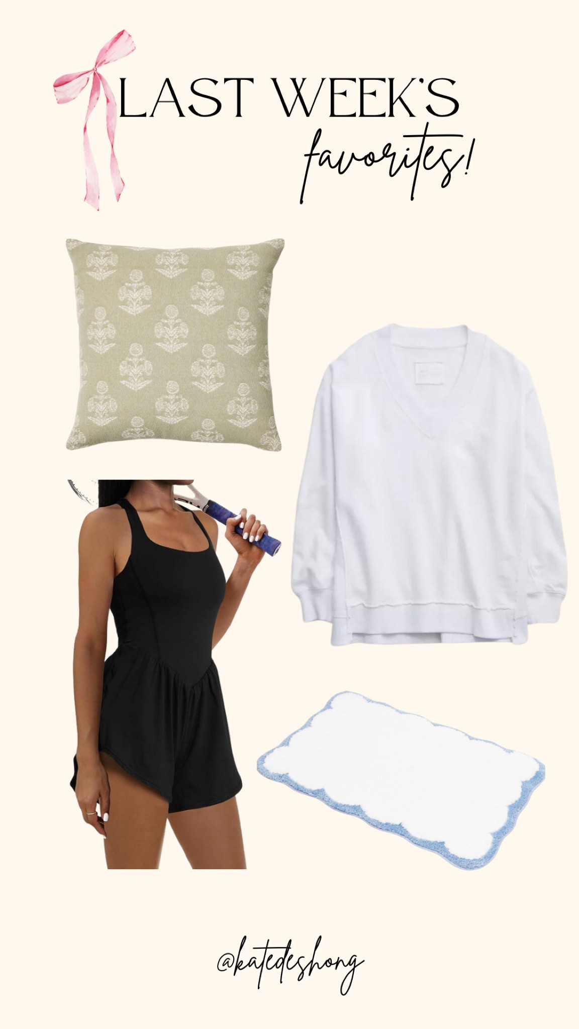 Last weeks favorites , best sellers , most loved , sweatshirt , pillows, bath mat, jumpsuit , athleisure , home decor 

#LTKhome #LTKfindsunder50 #LTKSeasonal