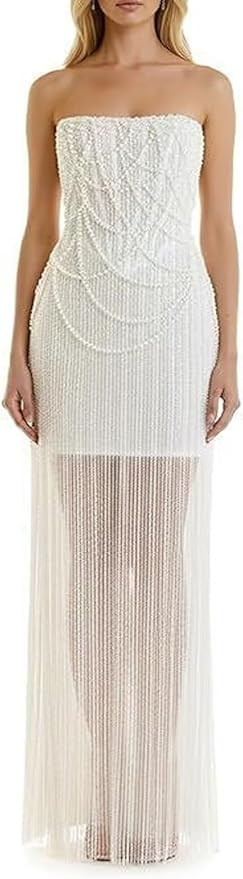 Short Pearls Sequin Prom Dresses 2026 for Women Strapless Formal Dress Sparkly Evening Party Gown... | Amazon (US)