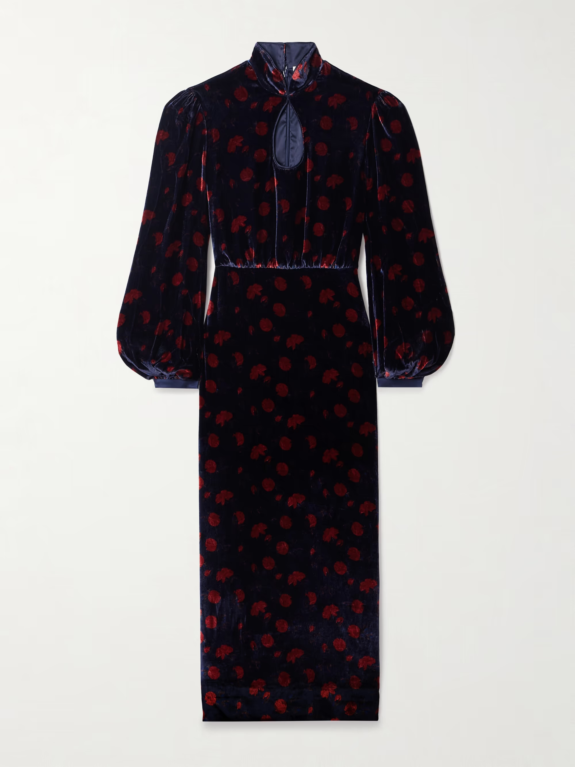 Domino cutout floral-print velvet turtleneck midi dress | NET-A-PORTER (US)