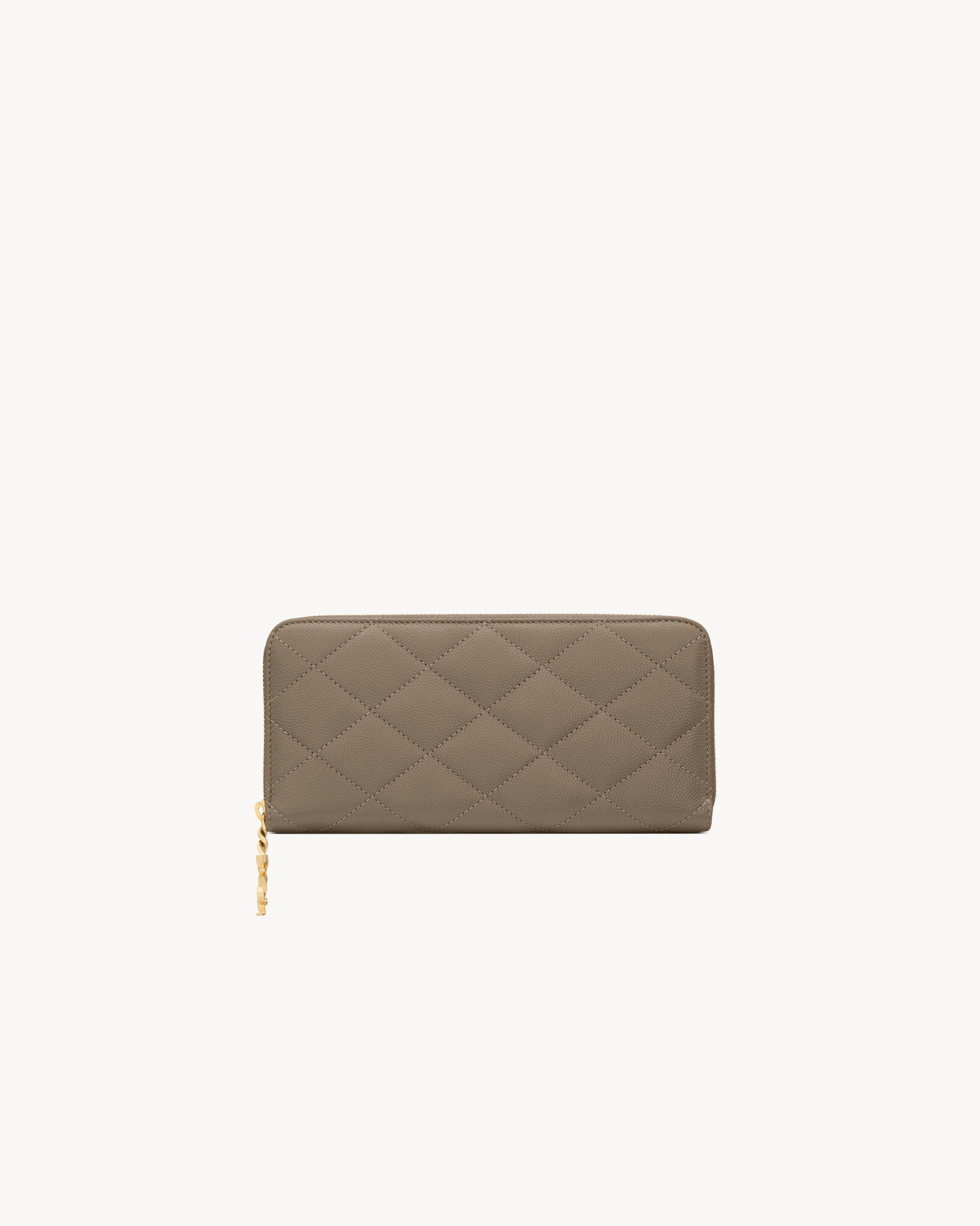 Saint Laurent Cassandre Bijou Zip Wallet In Grain De Poudre Leather - Grey & Silver - Women - One Sizenisex | Saint Laurent Inc. (Global)