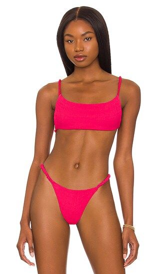 Lina Antiq Bikini Top in Bright Rose | Revolve Clothing (Global)