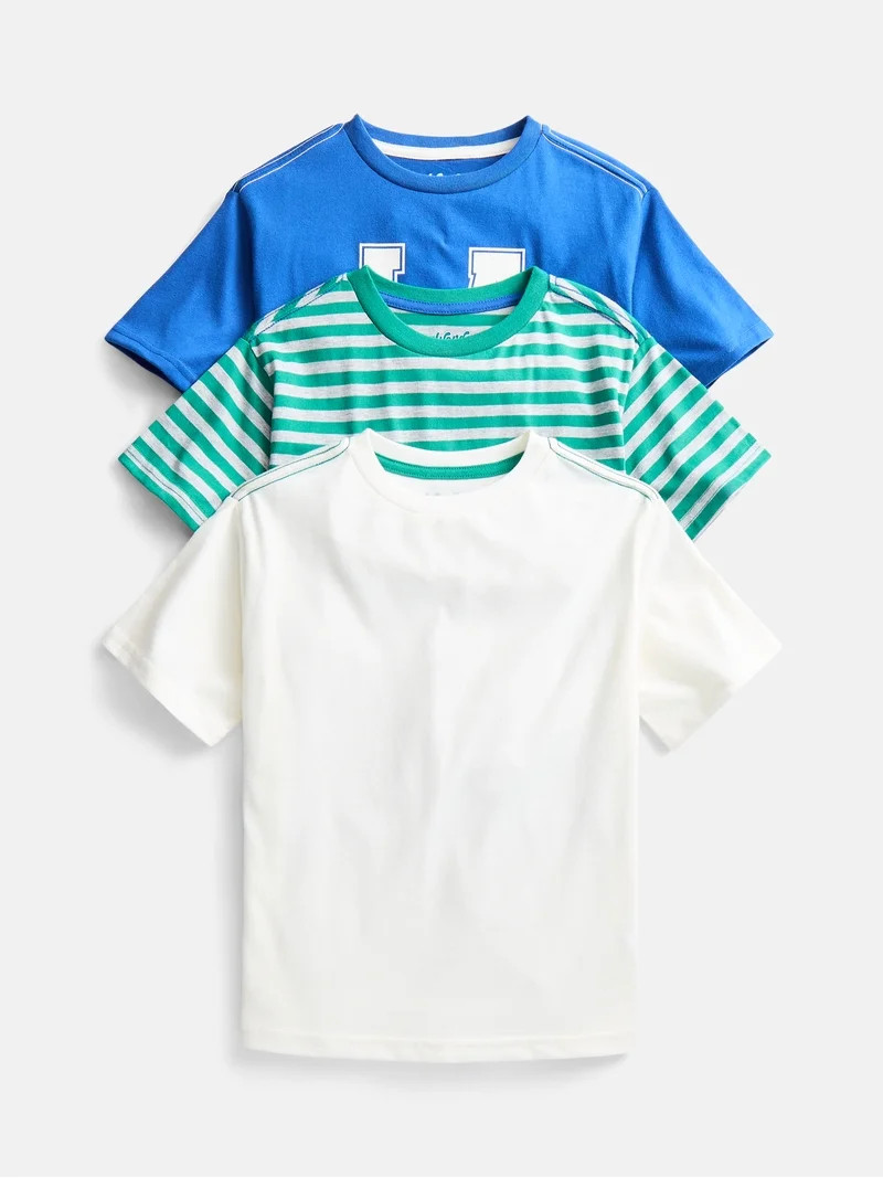 Wonder Nation Little Boys' Crewneck Tee with Short Sleeves, 3-Pack, Sizes 4-10 | Walmart (US)