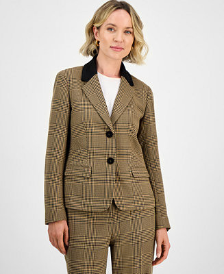 Plaid Two-Button Notch-Collar Jacket, Regular & Petites | Macy's