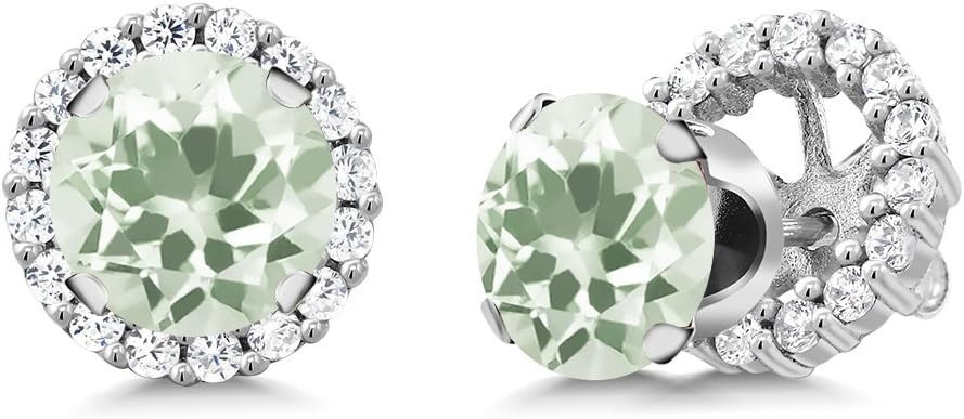 Gem Stone King 925 Sterling Silver Green Prasiolite Stud Earrings with Jackets For Women (2.94 Ct... | Amazon (US)