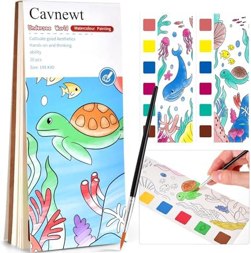 Cavnewt Pocket Watercolor Painting Book,21-Pages,Travel Paint Watercolor Coloring Book Set for Ki... | Amazon (US)