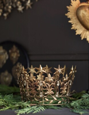 NEW Anthropologie Terrain Starry Crown Large Gold Metal Christmas Tree Topper | eBay US