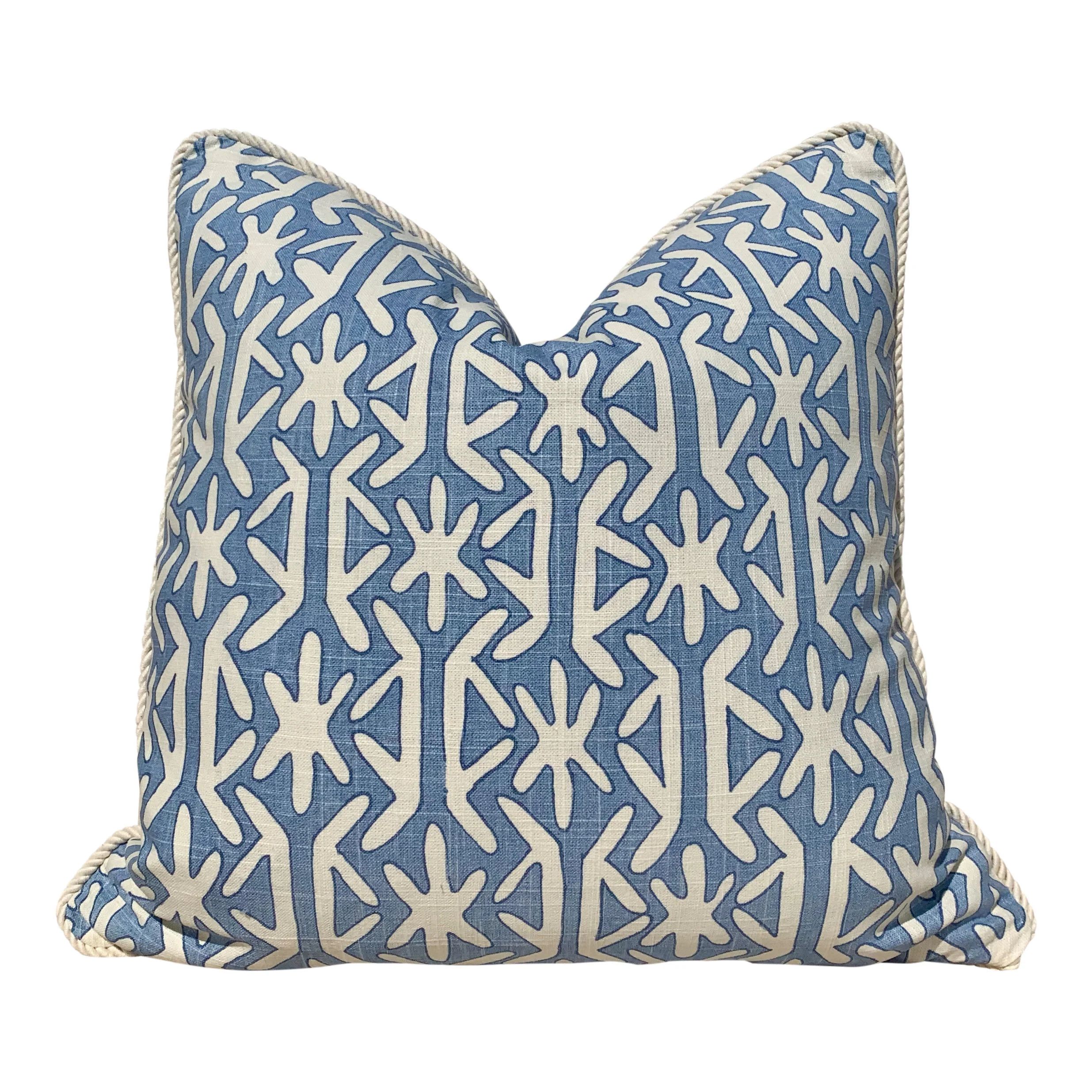 Thibaut Quadrille Pillow Light Blue Embellished Cotton Rope | Etsy | Etsy (US)