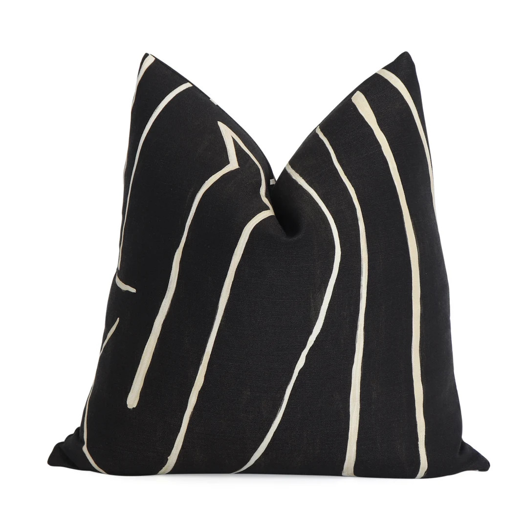 Kelly Wearstler Graffito Pillow Cover, Onyx Beige, Modern Home Decor, Black Cushion Sham, Black P... | Etsy (US)