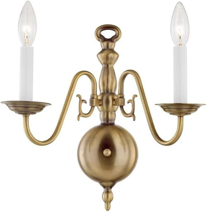 Livex Lighting 5002-01 Williamsburg 2 Light Antique Brass Wall Sconce | Amazon (US)