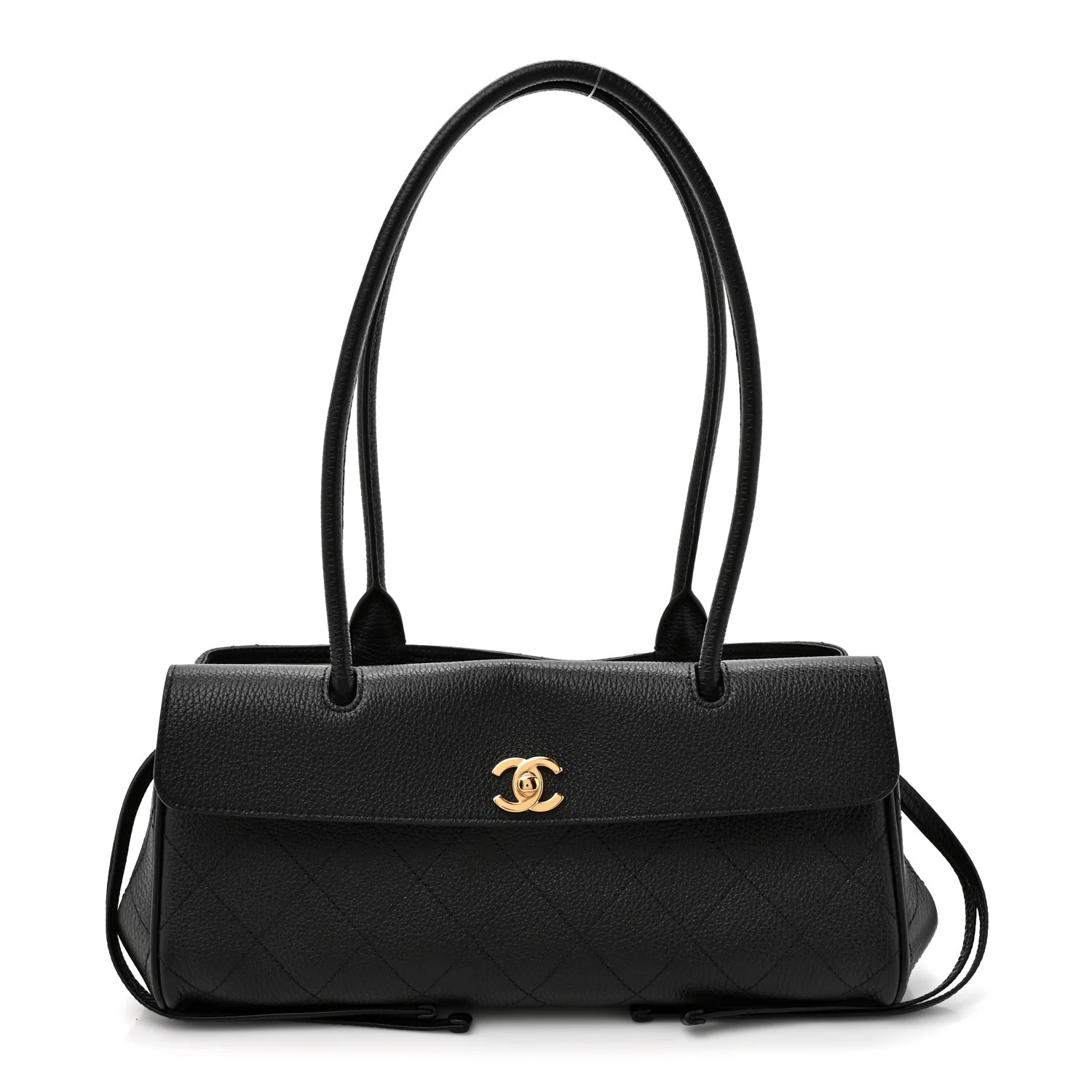 Grained Calfskin Stitched Urban Essentials Small Shopping Bag Black | FASHIONPHILE (US)