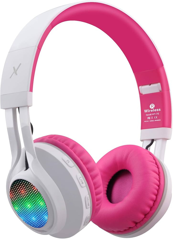 Riwbox WT-7S Bluetooth Headphones Light Up, Foldable Stero Wireless Headset with Microphone and V... | Amazon (US)