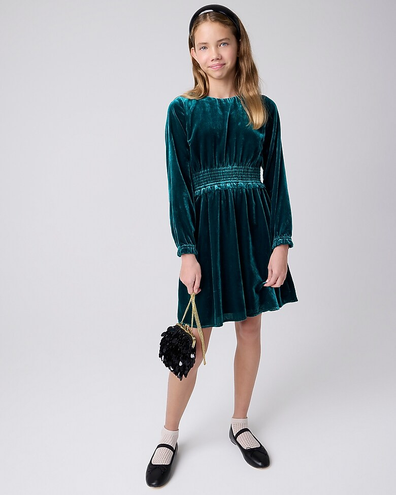 Girls' smocked velvet dress | J. Crew US