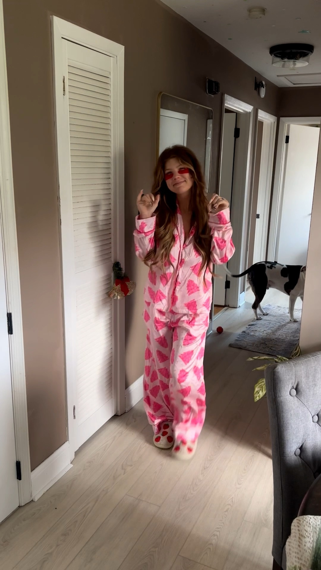 Pink Christmas tree pajamas #christmas #pjs 
