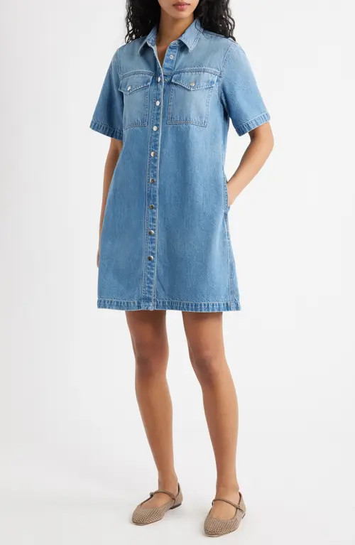 Madewell Denim Boxy Shirtdress in Mobridge Wash at Nordstrom, Size Xx-Small | Nordstrom