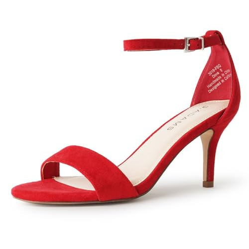 J. Adams Dove Ankle Strap Womens Heels, Stiletto For Women Sexy - Open Toe Heels For Women - Bright Lipstick Red | Amazon (US)