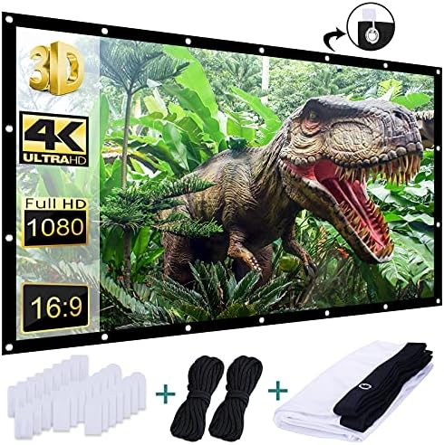 Outdoor Projection Screen 150 inch, Washable 4K Projector Screen 16:9 HD Foldable Anti-Crease Por... | Amazon (US)