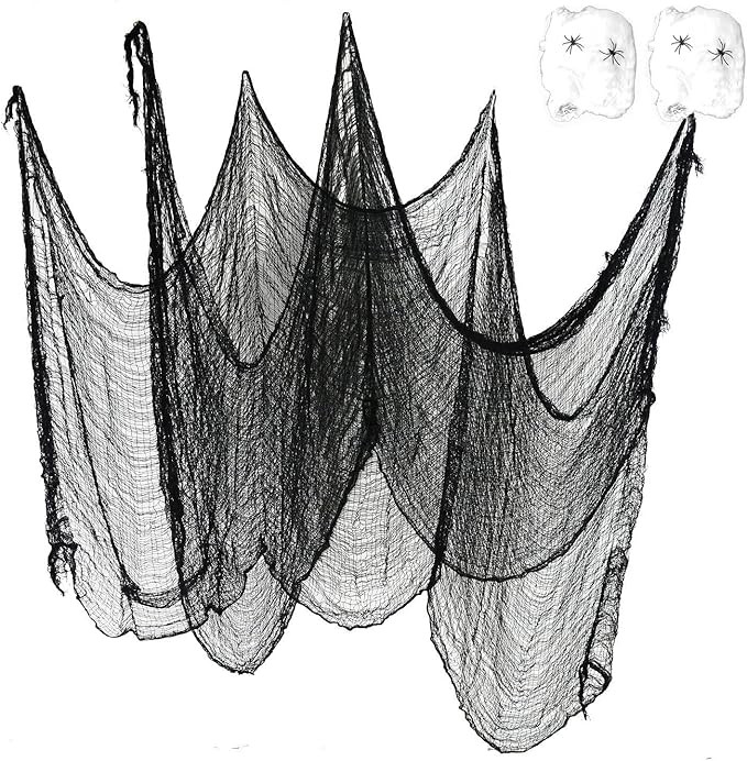 Set of 2 Black Creepy Scary Gauze Cloth Doorways for Walls Entryways Halloween 30"x84" with Spide... | Amazon (US)