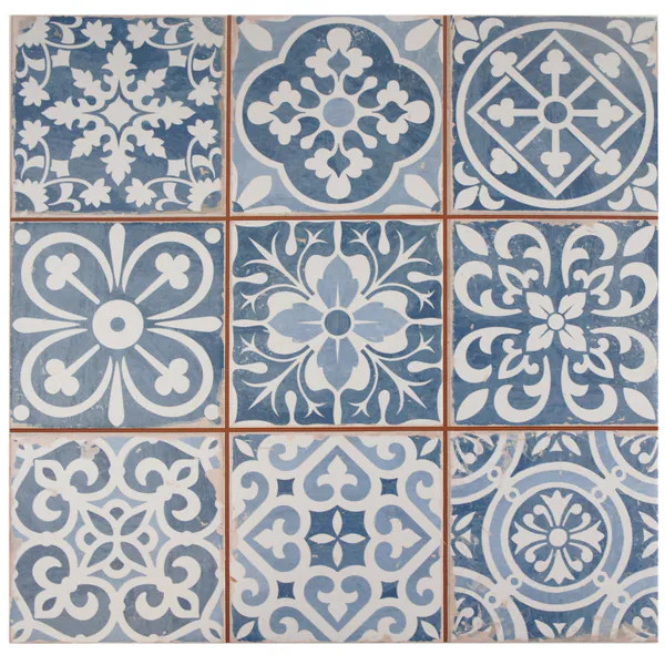 SomerTile 13x13-inch Faventia Azul Ceramic Floor and Wall Tile (10 tiles/12.2 sqft.) | Bed Bath & Beyond