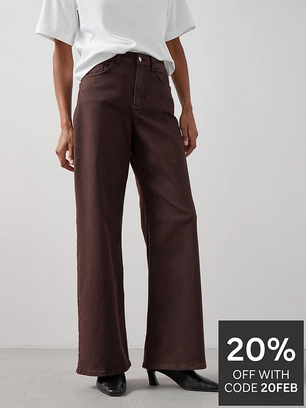 The Very Collection High Waist Wide Leg Jeans - Brown | Very (UK)