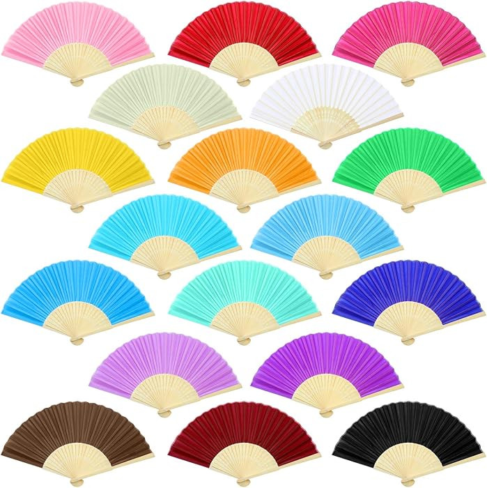Aneco 18 Pieces 18 Colors Handheld Fans Cloth Hand Fans Bamboo Folding Fans for Wedding Decoratio... | Amazon (US)